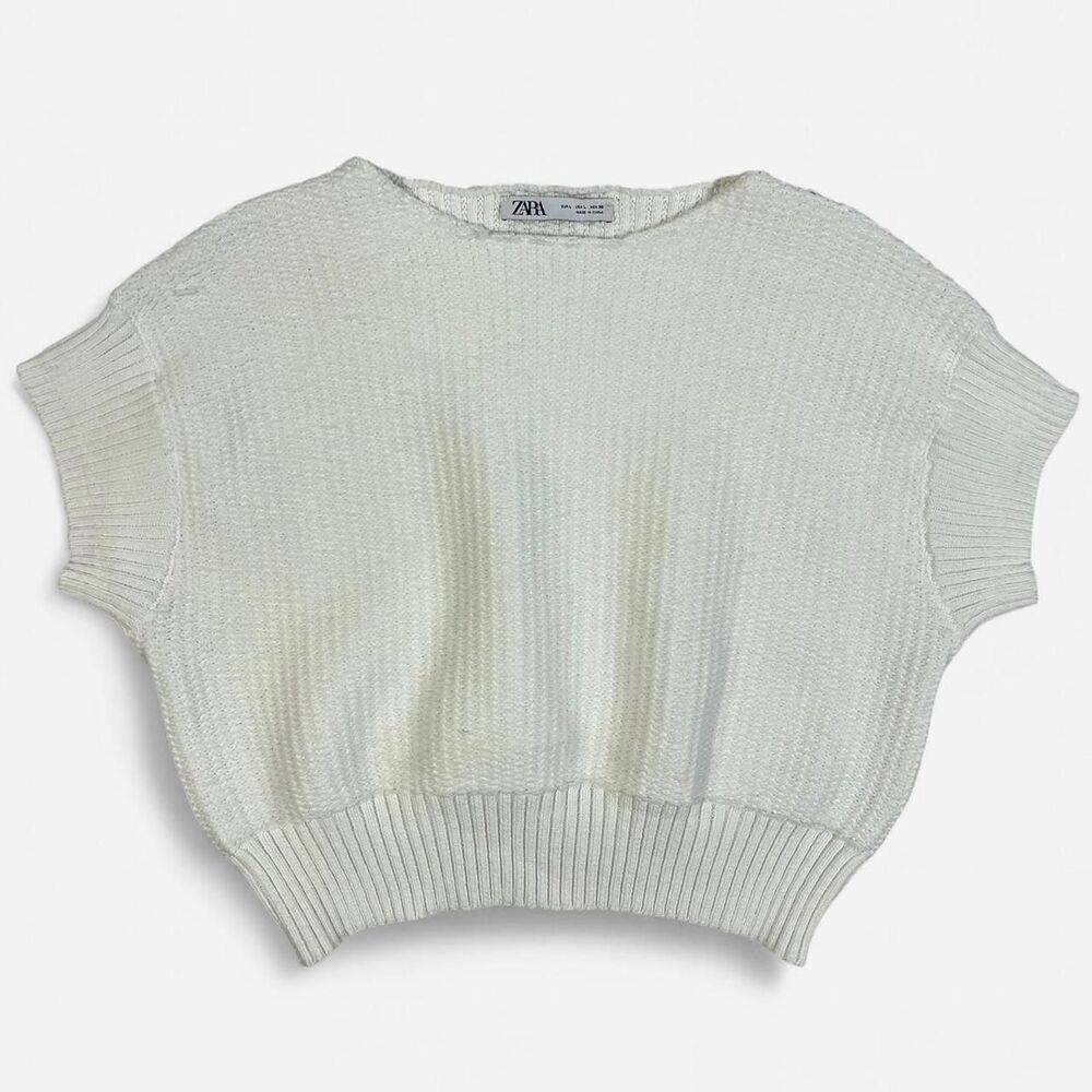 Zara Women's White and Cream Jumper